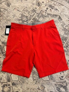 Men's Flat-Front Shorts in Bright Red